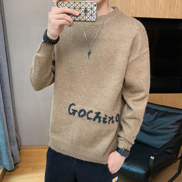 Meeste kampsun kirjaga ja ümara kaelusega - neljas värvitoonis