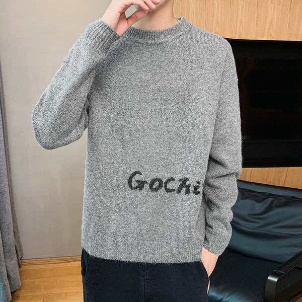 Meeste kampsun kirjaga ja ümara kaelusega - neljas värvitoonis