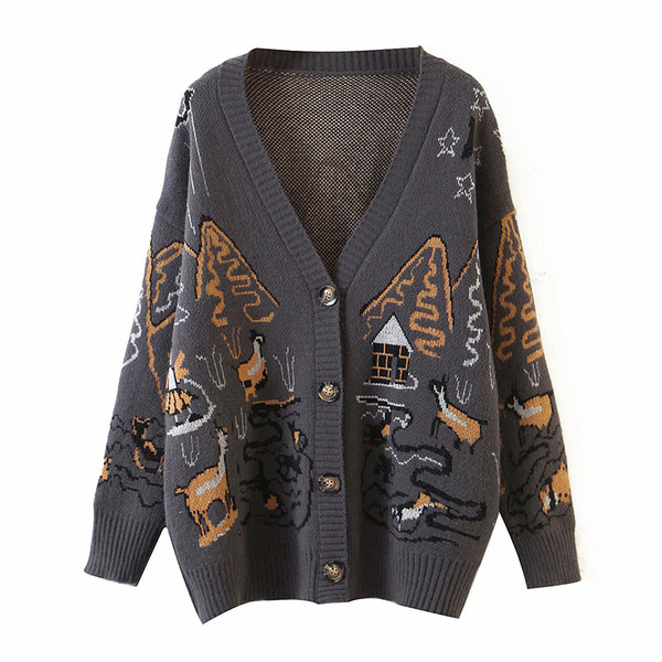 Moodne värvimustriga naiste kardigan