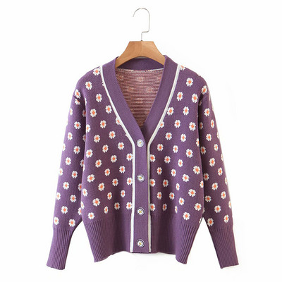 Γυναικεία ζακέτα με λουλουδάτο μοτίβο