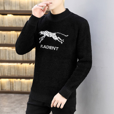 Ανδρικό πουλόβερ μοντέρνο με ψηλό γιακά και κέντημα