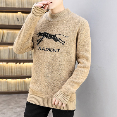 Ανδρικό πουλόβερ μοντέρνο με ψηλό γιακά και κέντημα