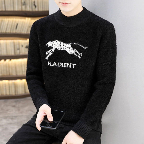 Ανδρικό πουλόβερ μοντέρνο με ψηλό γιακά και κέντημα