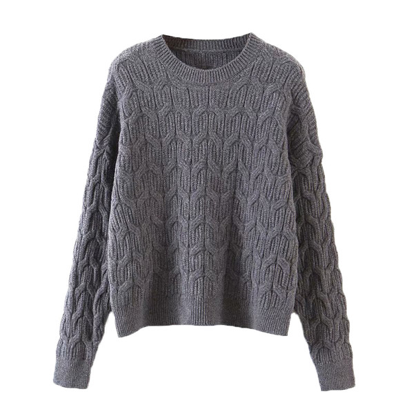 Γυναικείο casual πουλόβερ με οβάλ λαιμόκοψη και μακριά μανίκια