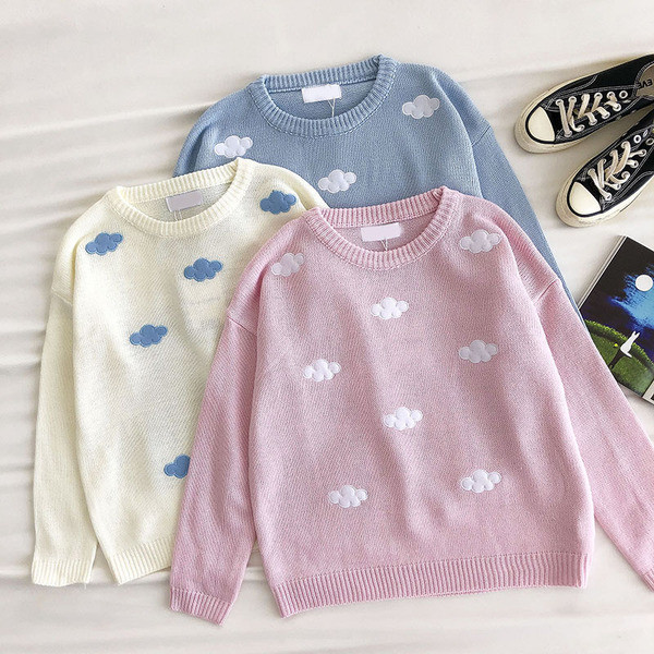 Πλεκτό γυναικείο πουλόβερ με στρογγυλή λαιμόκοψη