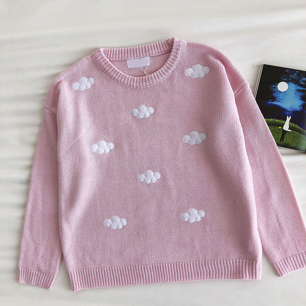 Πλεκτό γυναικείο πουλόβερ με στρογγυλή λαιμόκοψη