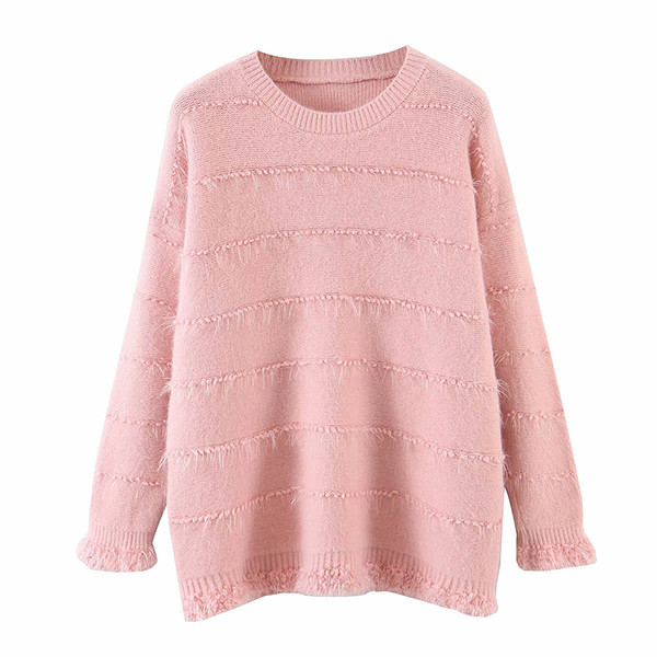 Moekas narmastega laia mustriga kampsun