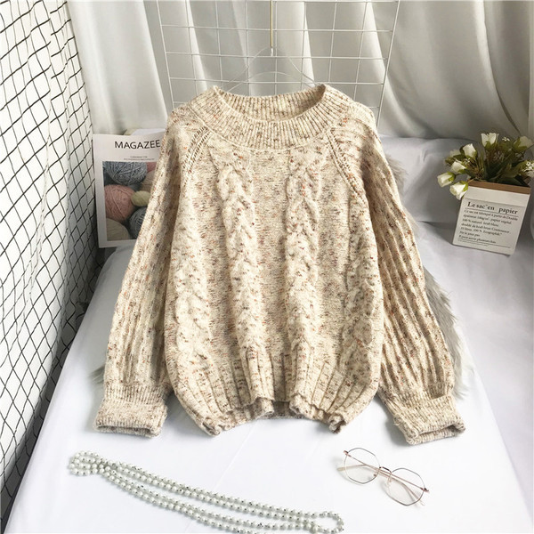 Νέο μοντέλο γυναικείο πουλόβερ - με στρογγυλή λαιμόκοψη και μοτίβο