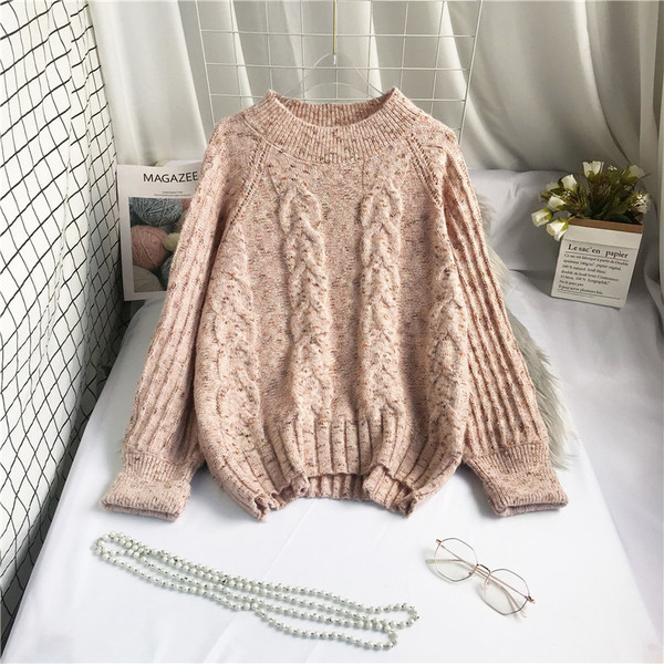 Νέο μοντέλο γυναικείο πουλόβερ - με στρογγυλή λαιμόκοψη και μοτίβο