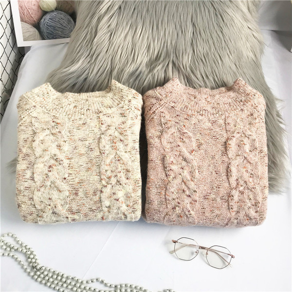 Νέο μοντέλο γυναικείο πουλόβερ - με στρογγυλή λαιμόκοψη και μοτίβο