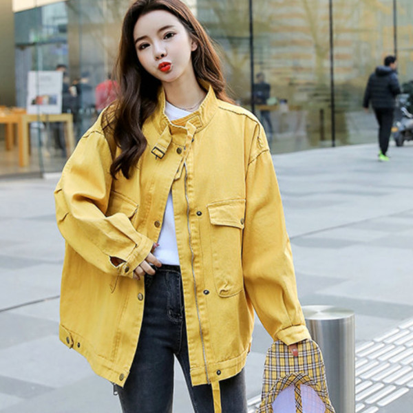 Γυναικείο μπουφάν φθινοπώρου-άνοιξη με τζιν στοιχείο σε τρία χρώματα