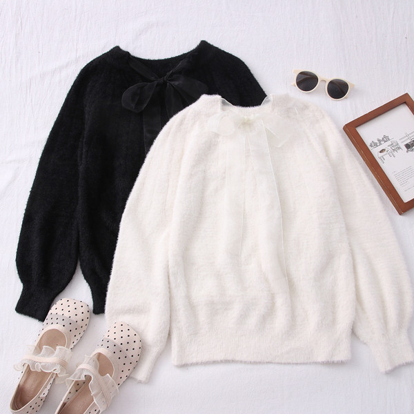 Νέο μοντέλο γυναικείο πουλόβερ με κορδέλα 