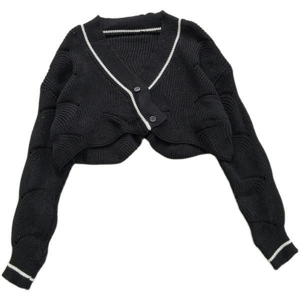 Naiste nööpidega kardigan spits-kaelusega