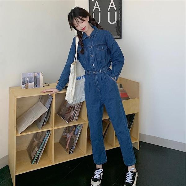 Naiste paksust teksasest kombinesoon "sügis-kevad" pikkade varrukate ja pükstega