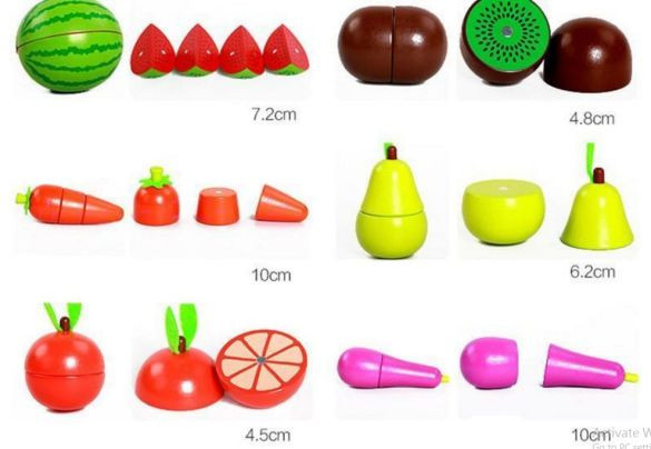 Дървени плодове за рязане в кутия