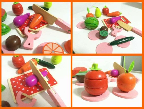 Дървени плодове за рязане в кутия