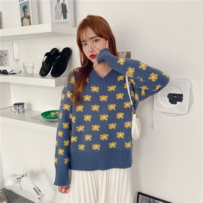 Νέο μοντέλο γυναικείο πουλόβερ με λαιμόκοψη και μακριά μανίκια