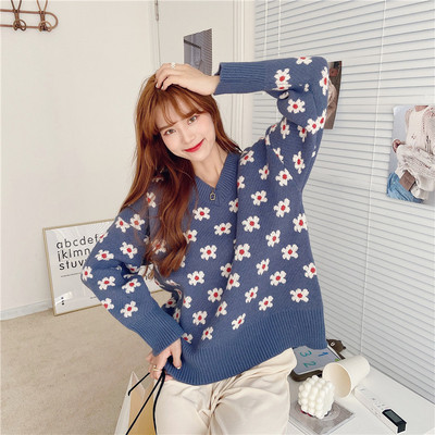 Νέο μοντέλο γυναικείο πουλόβερ με λαιμόκοψη και μακριά μανίκια