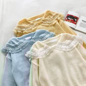 Πουλόβερ μοντέρνο για γυναίκες με γιακά και δαντέλα