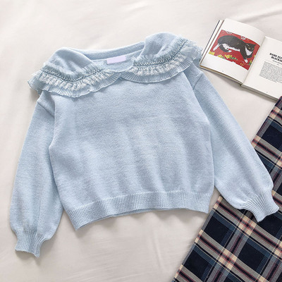 Πουλόβερ μοντέρνο για γυναίκες με γιακά και δαντέλα