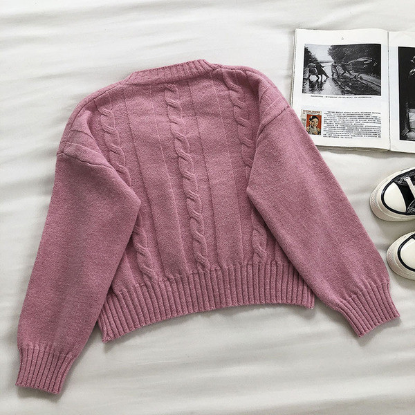 Kootud naiste kampsun spits-kaelusega