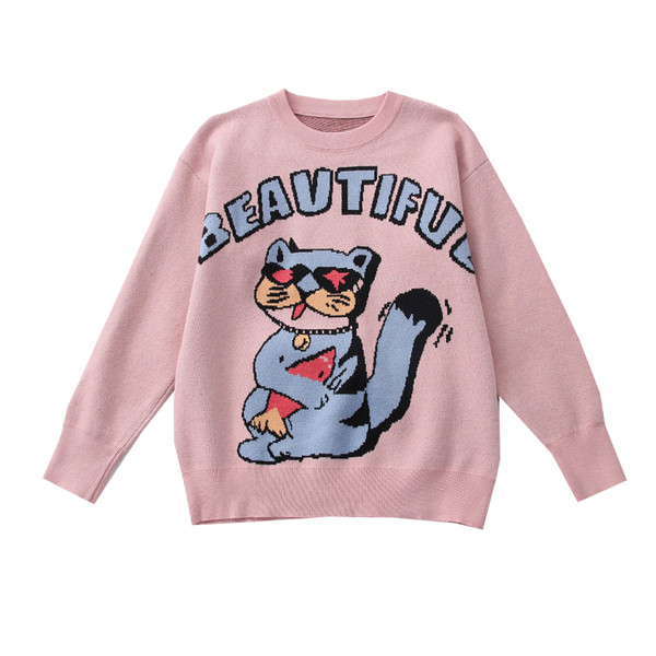 Casual γυναικείο πουλόβερ με κεντήματα και οβάλ ντεκολτέ