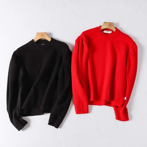 Φθινοπωρινό πουλόβερ με φουσκοτά μανίκια