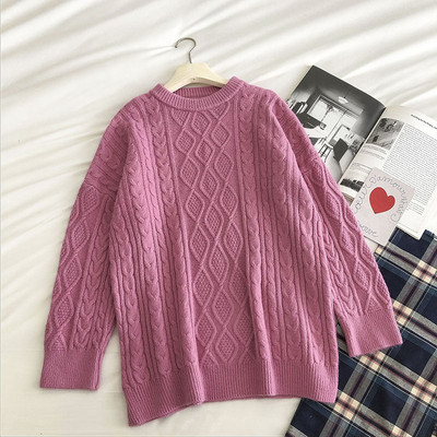 Naiste ümara dekoltee ja pikkade varrukatega talvekampsun