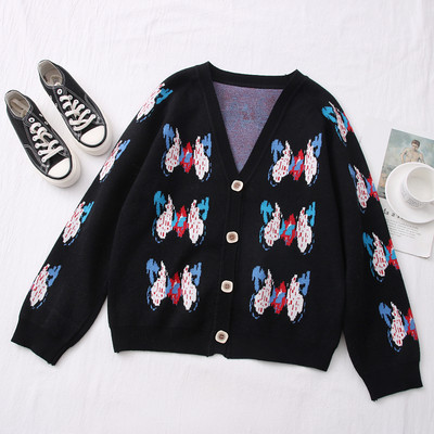 Γυναικεία μαύρη ζακέτα με κουμπιά και λαιμόκοψη