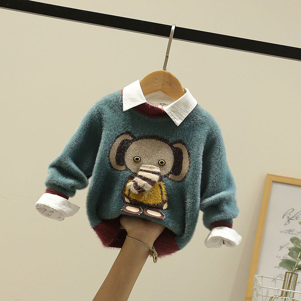 Madala krae ja 3D elemendiga udusulgedega laste kampsun poistele