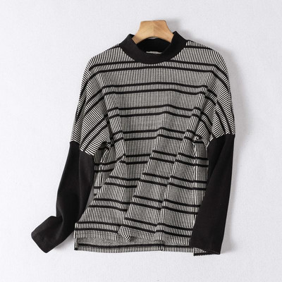 Γυναικείο ριγέ πουλόβερ φαρδύ μοντέλο