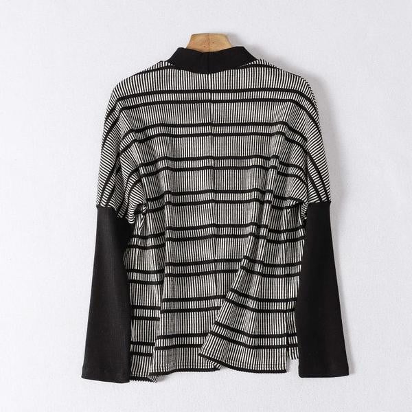 Γυναικείο ριγέ πουλόβερ φαρδύ μοντέλο