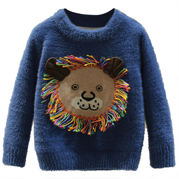 Vaikiškas megztinis ilgomis rankovėmis ir ovalia iškirpte