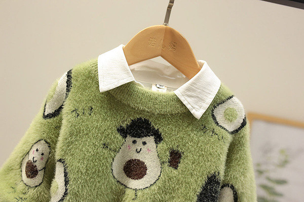 Laste roheline ümara kaelusega kampsun