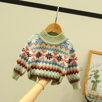 Зимен детски пуловер с овално деколте за момичета и момчета