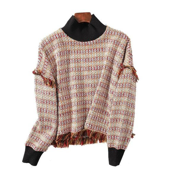 Lai kampsun polo krae ja narmastega