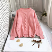 Naiste vabaaja kampsun pikkade varrukate ja ümara kaelusega