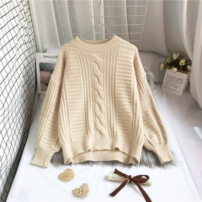 Naiste vabaaja kampsun pikkade varrukate ja ümara kaelusega