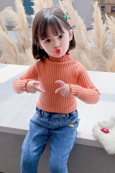 Moodne madala kraega laste kampsun tüdrukutele