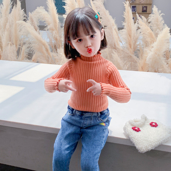 Moodne madala kraega laste kampsun tüdrukutele