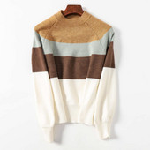 Φθινοπωρινό  ριγέ πουλόβερ για γυναίκες