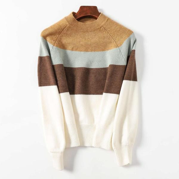 Φθινοπωρινό  ριγέ πουλόβερ για γυναίκες