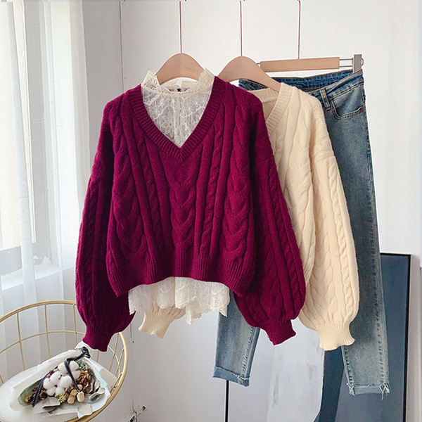 Γυναικείο casual πουλόβερ με λαιμόκοψη σε τρία χρώματα