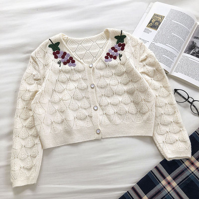 Γυναικεία casual ζακέτα με κεντήματα και κουμπιά