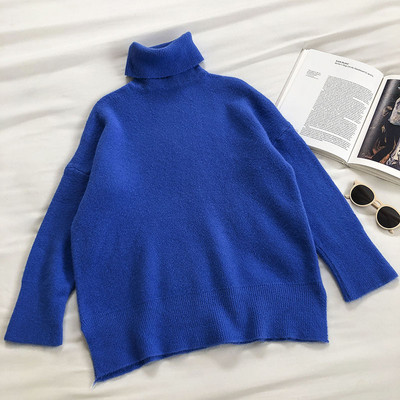 Γυναικείο πουλόβερ μονόχρωμο με υψηλό κολάρο πόλο