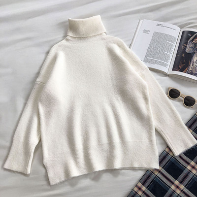 Γυναικείο πουλόβερ μονόχρωμο με υψηλό κολάρο πόλο