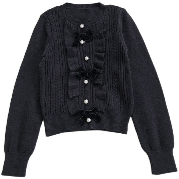 Γυναικείο πουλόβερ μοντέρνο με κορδέλες και στρογγυλή λαιμόκοψη