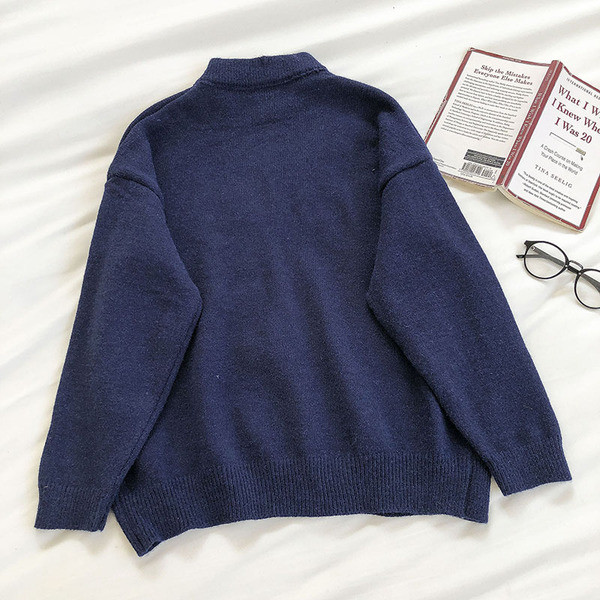 Casual γυναικείο πουλόβερ με κεντήματα και μακριά μανίκια