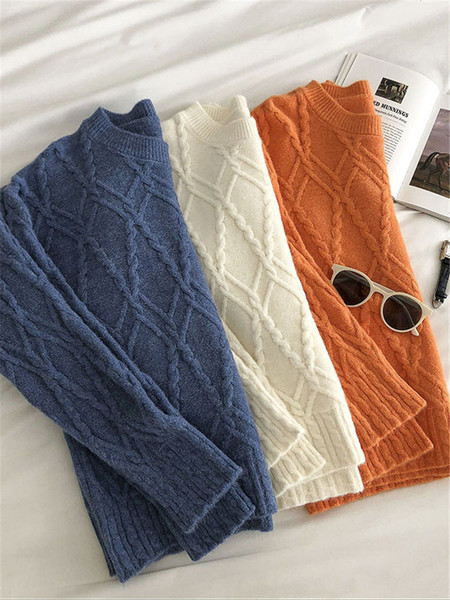 Casual γυναικείο πουλόβερ με στρογγυλή λαιμόκοψη