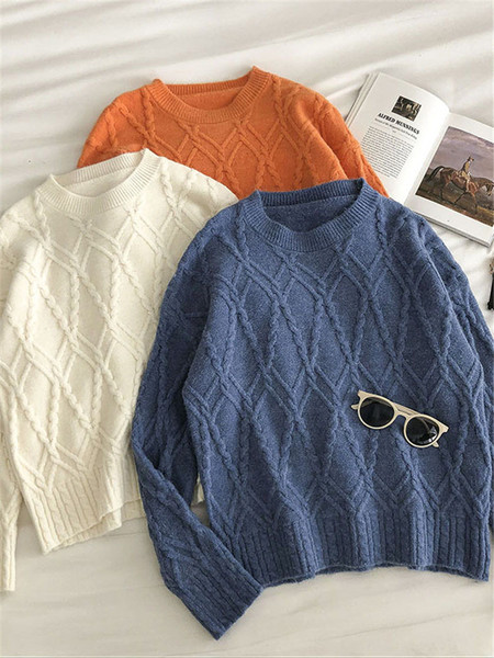 Casual γυναικείο πουλόβερ με στρογγυλή λαιμόκοψη